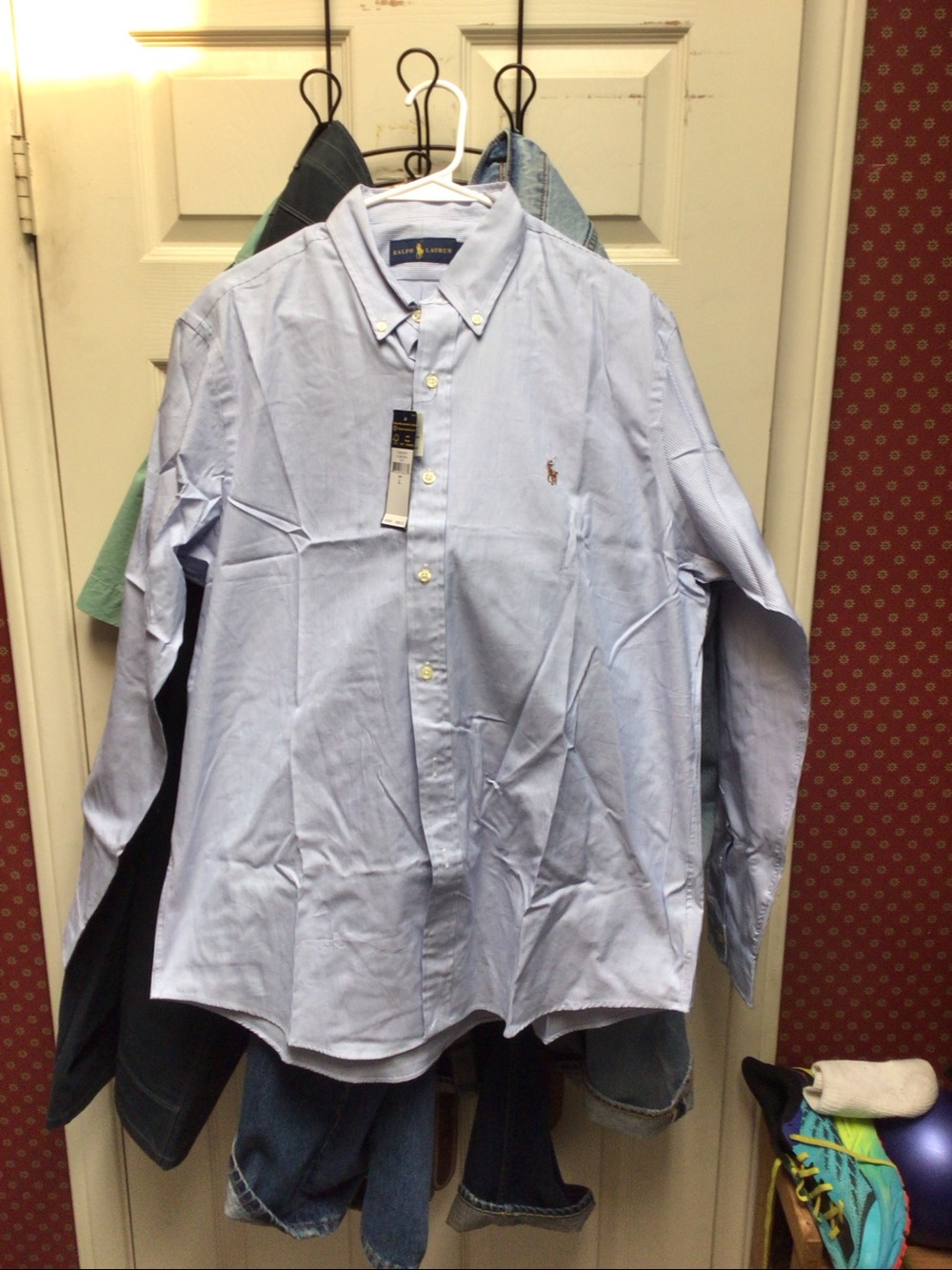 Ralph Lauren Polo Men’s classic blue white striped long sleeve newer conditions